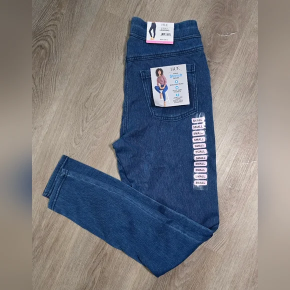 HUE Women's Dark Blue Denim Jeggings - Picture 2 of 2